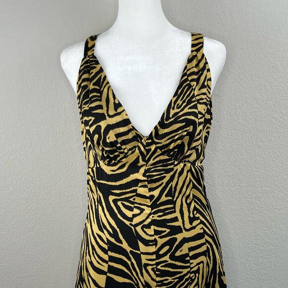 Lost + Wander Helena Sleeveless Black Tan Tiger V-Neck Midi Dress Small NWT - Picture 5 of 15